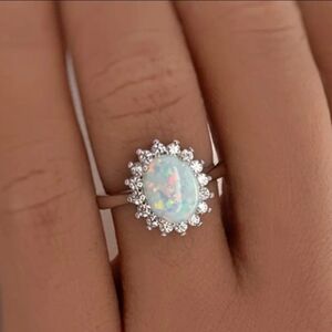 Elegant Opal and Silver Women's Ring